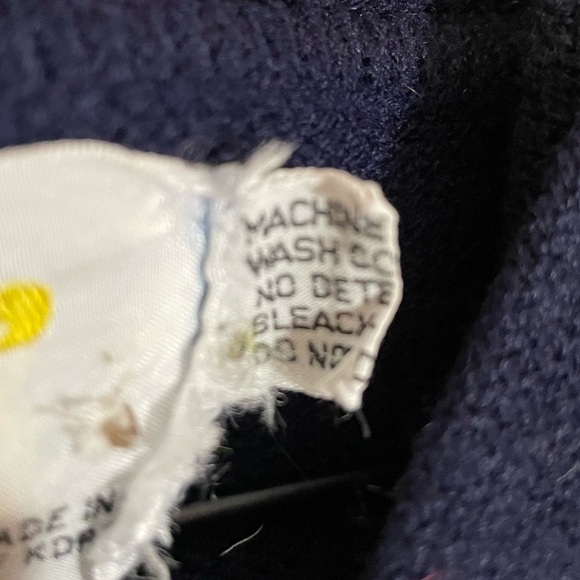 Vintage Fancy That Navy Blue Hooded Cardigan Sweater Size Medium Made In Korea - Picture 4 of 9